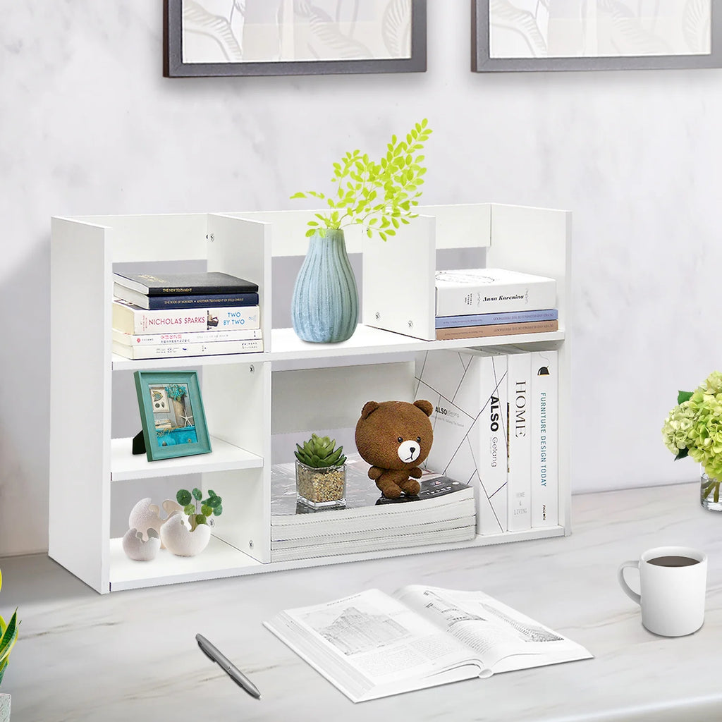 Wood Desktop Organizer Storage Rack White H7531