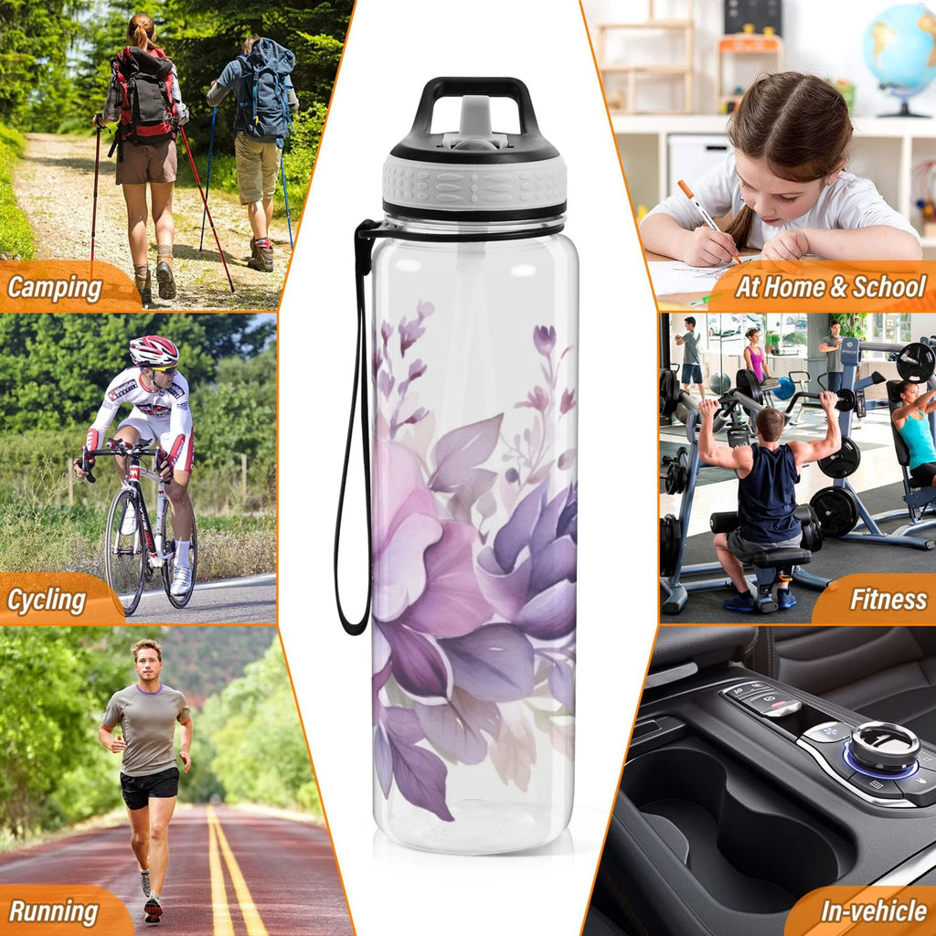 Purple 32oz Tritan Sports Water Bottle with Straw J613