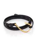 Gold Hook Leather Bracelet Black U2825