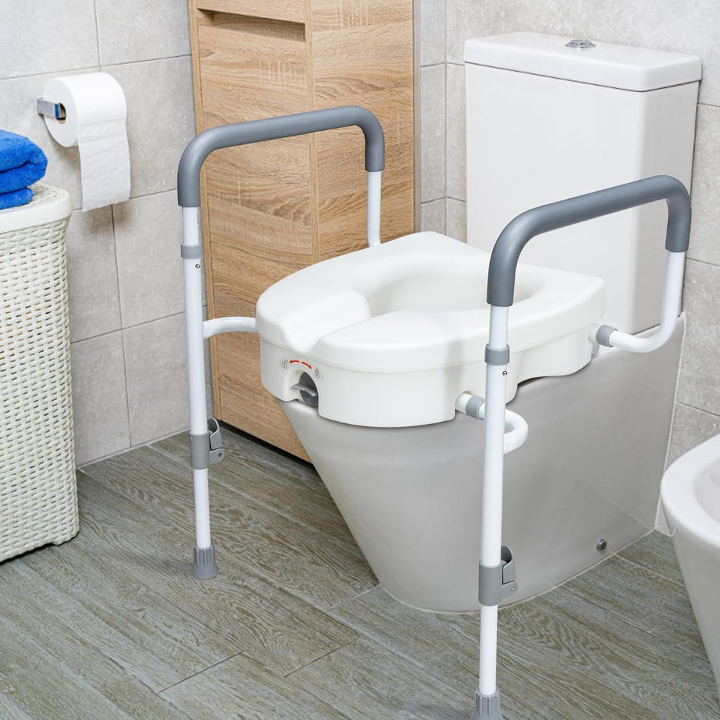 Raised Toilet Seat with Adjustable Padded Arms H17748