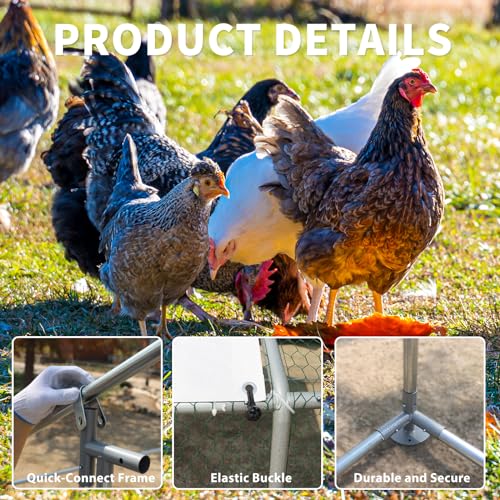Large Metal Walk-in Chicken Coop with Anti-UV Cover H1131