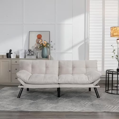 Velvet Convertible Sleeper Sofa Couch with Metal Legs B138