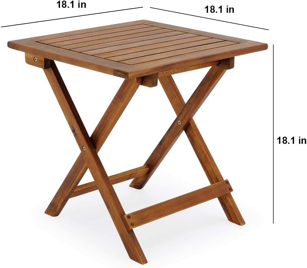 18x18 Inch Acacia Wood Folding Patio Side Table F433
