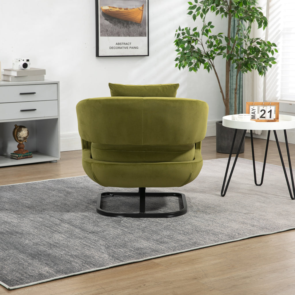 Olive Upholstered Tufted Velvet Accent Chair with Metal Stand N304