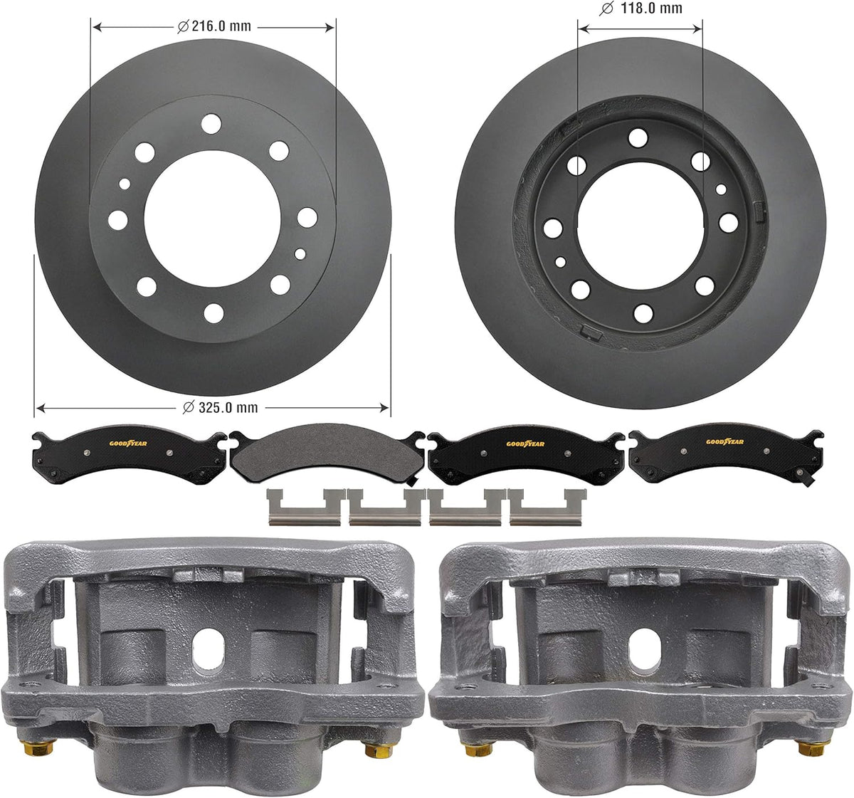 Front Brake Calipers Rotors Ceramic Pads X806