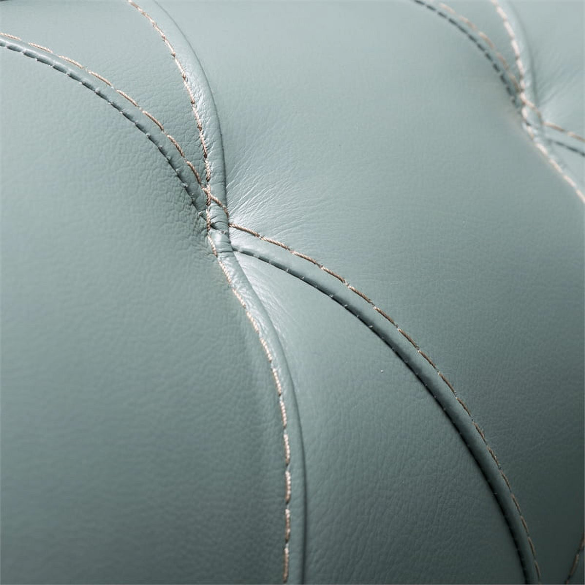 2 Piece Tufted Leather Accent Chair Set In Spa Blue W5531