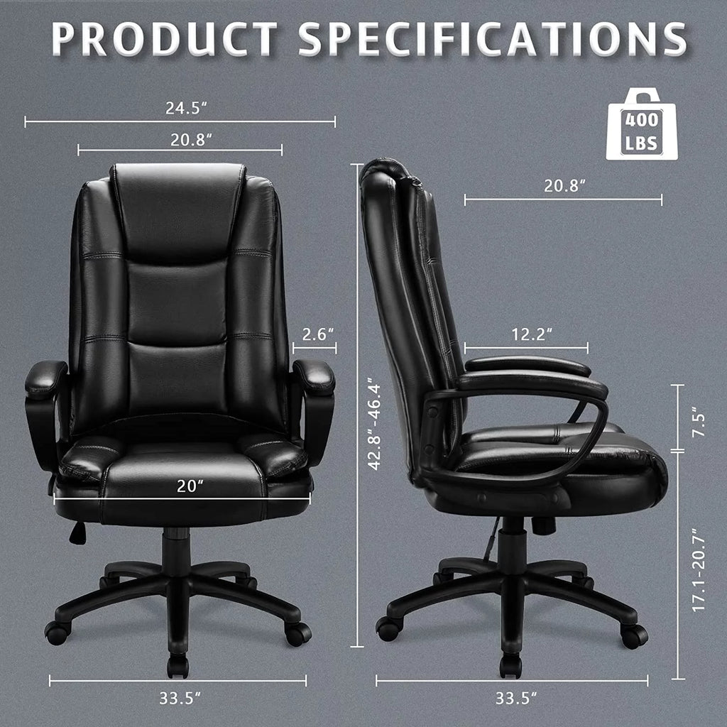 Big and Tall White High Back Ergonomic PU Leather Office Chair U664752