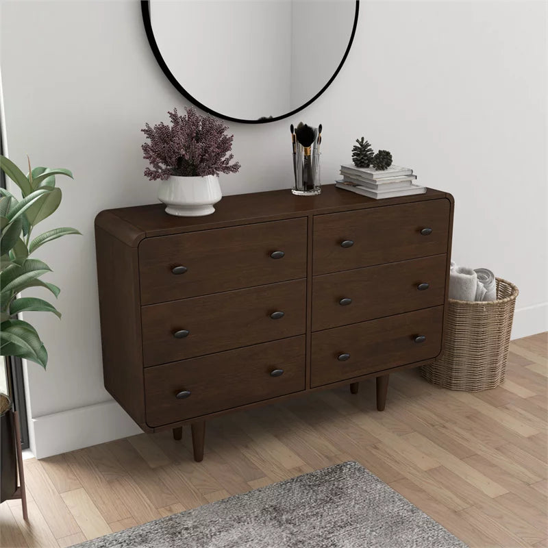 Brown 6 Drawer Solid Wood Dresser Y308768