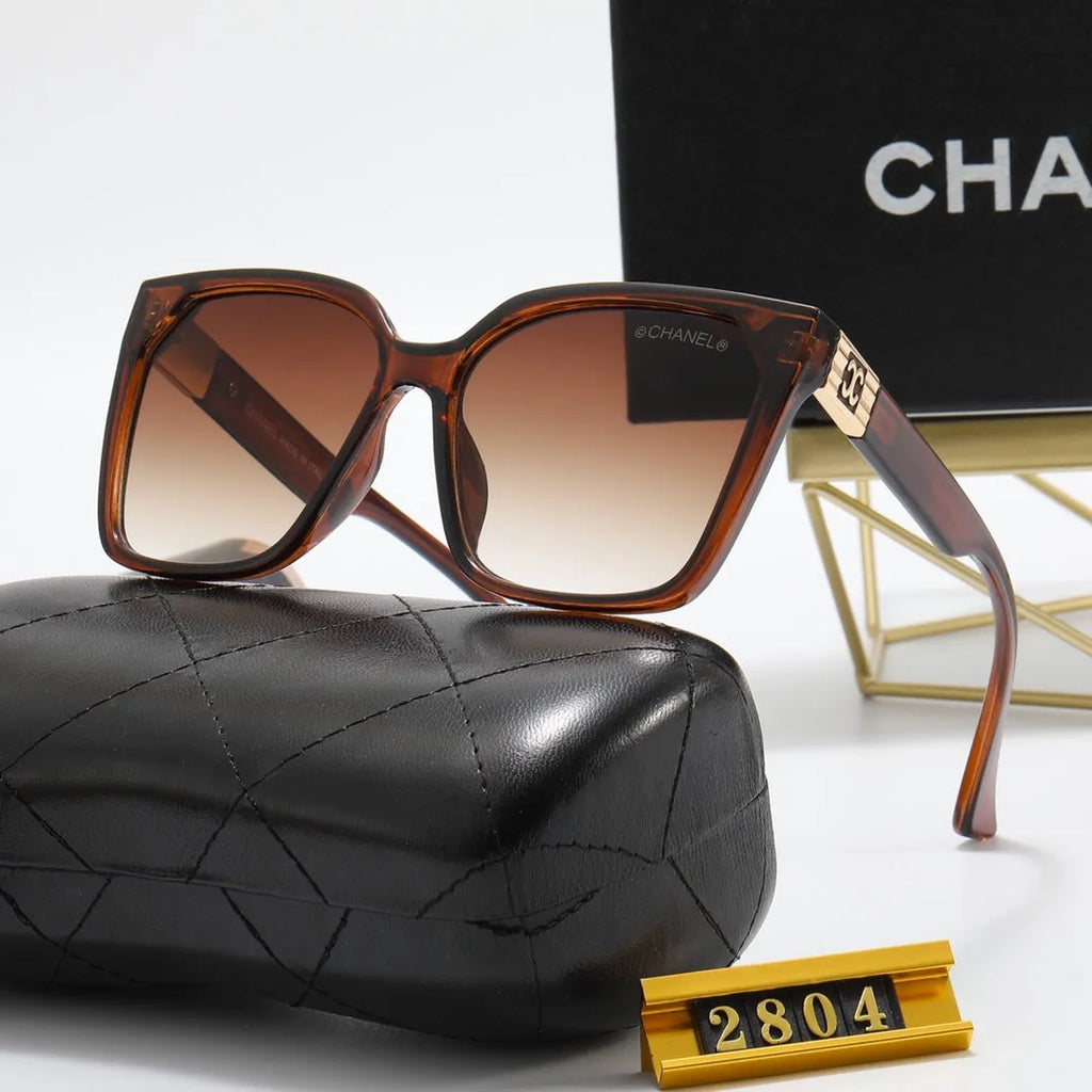 Square Double C Corrugated Temple Polarized Sunglasses B610