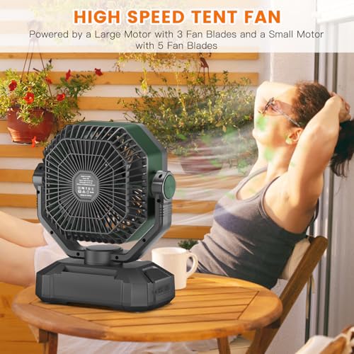 Portable Rechargeable Camping Fan with LED Lantern G584