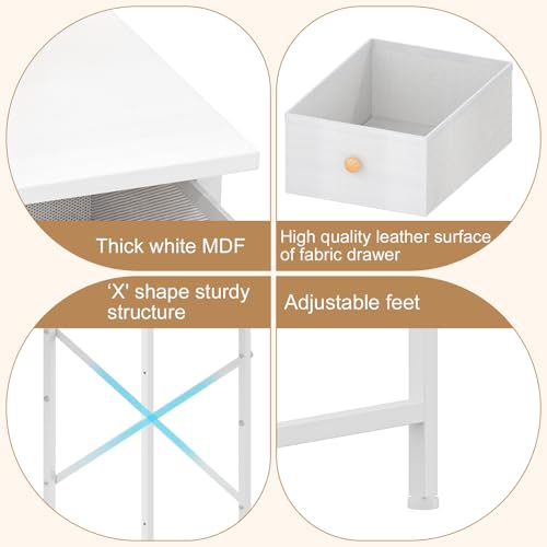 White Compact Vanity Desk with Mirror and Chair I82474