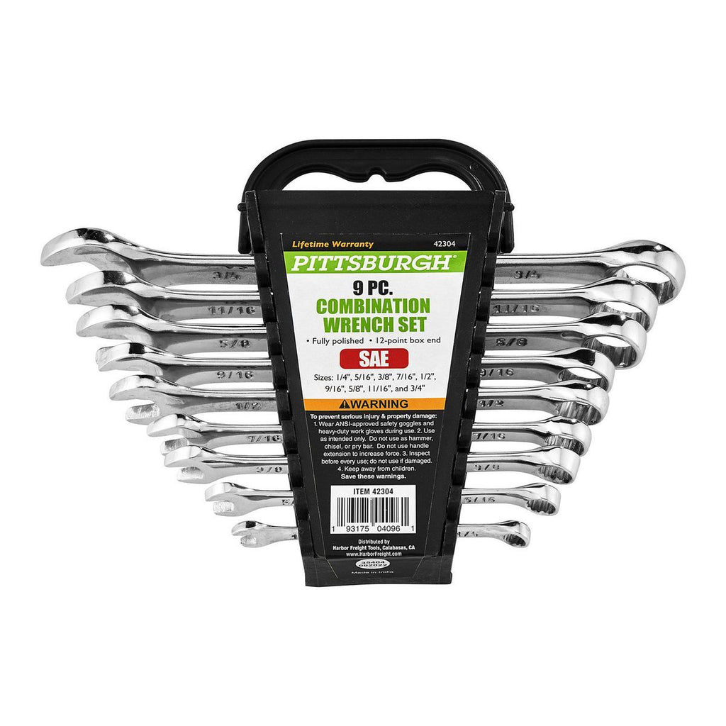 Fully Polished SAE Combination Wrench Set, 9 Piece I652