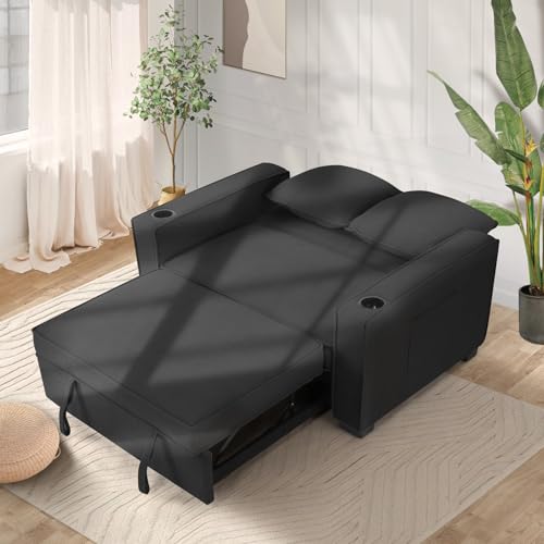 Black Corduroy Convertible Sofa Bed Y697178