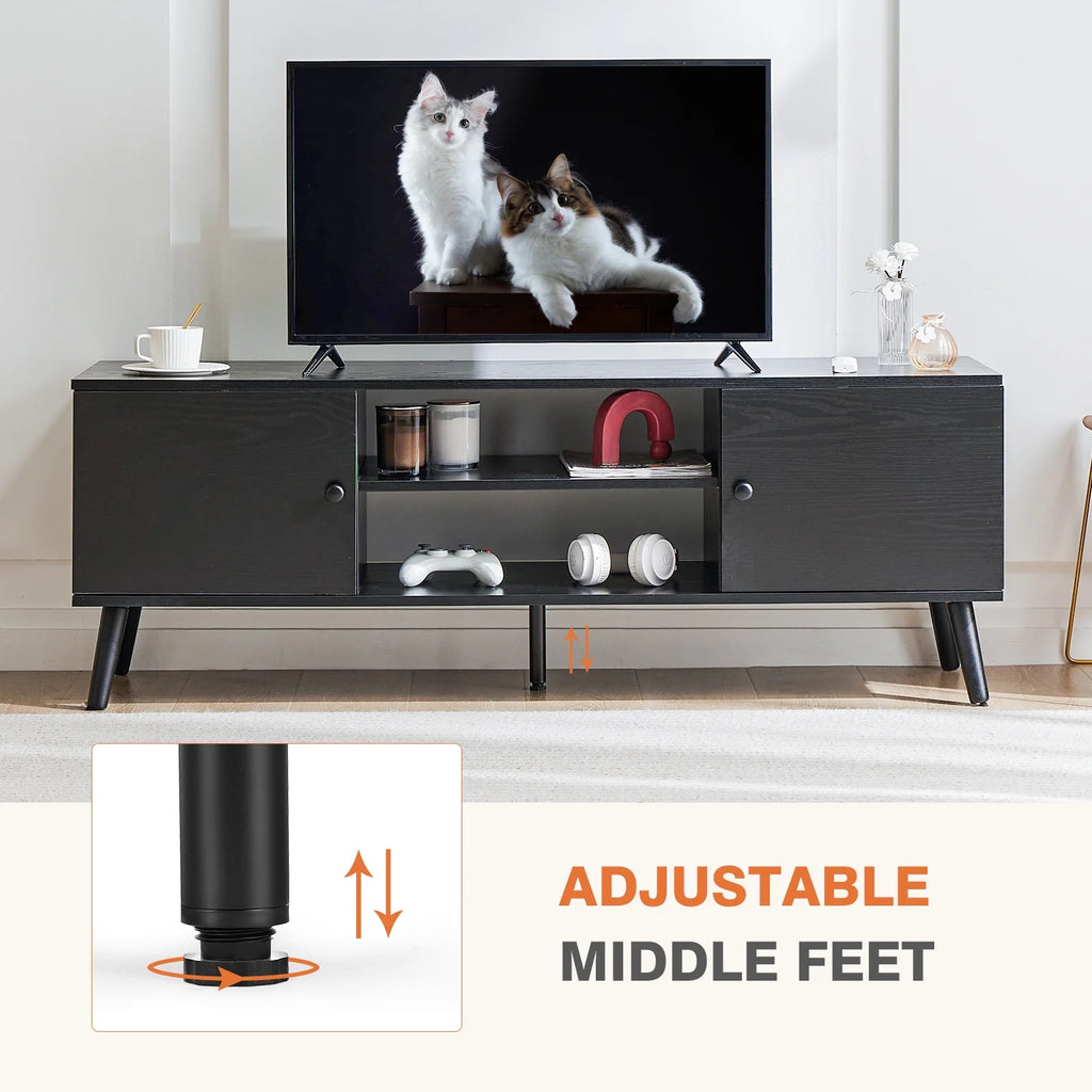 Black TV Stand with Storage Cabinets E25015