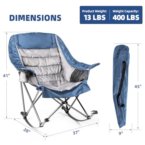 Oversized Padded Rocking Camping Chair with Cup Holder E41942