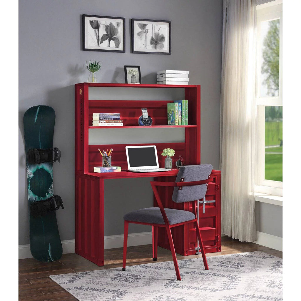 Metal Frame Desk and Hutch with Storage Base in Blue G9821