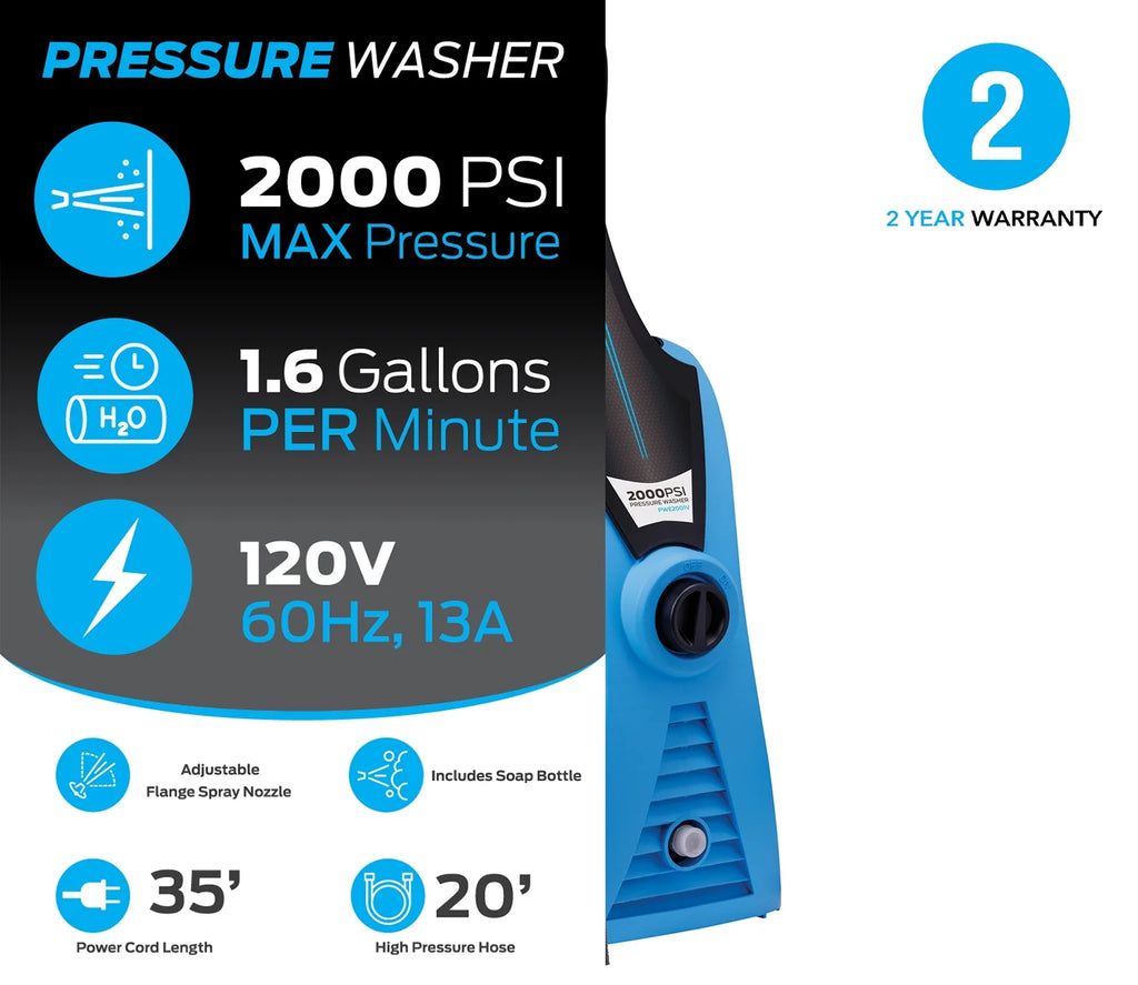 2,000 PSI 1.6 GPM Electric Pressure Washer with Soap Bottle N18791