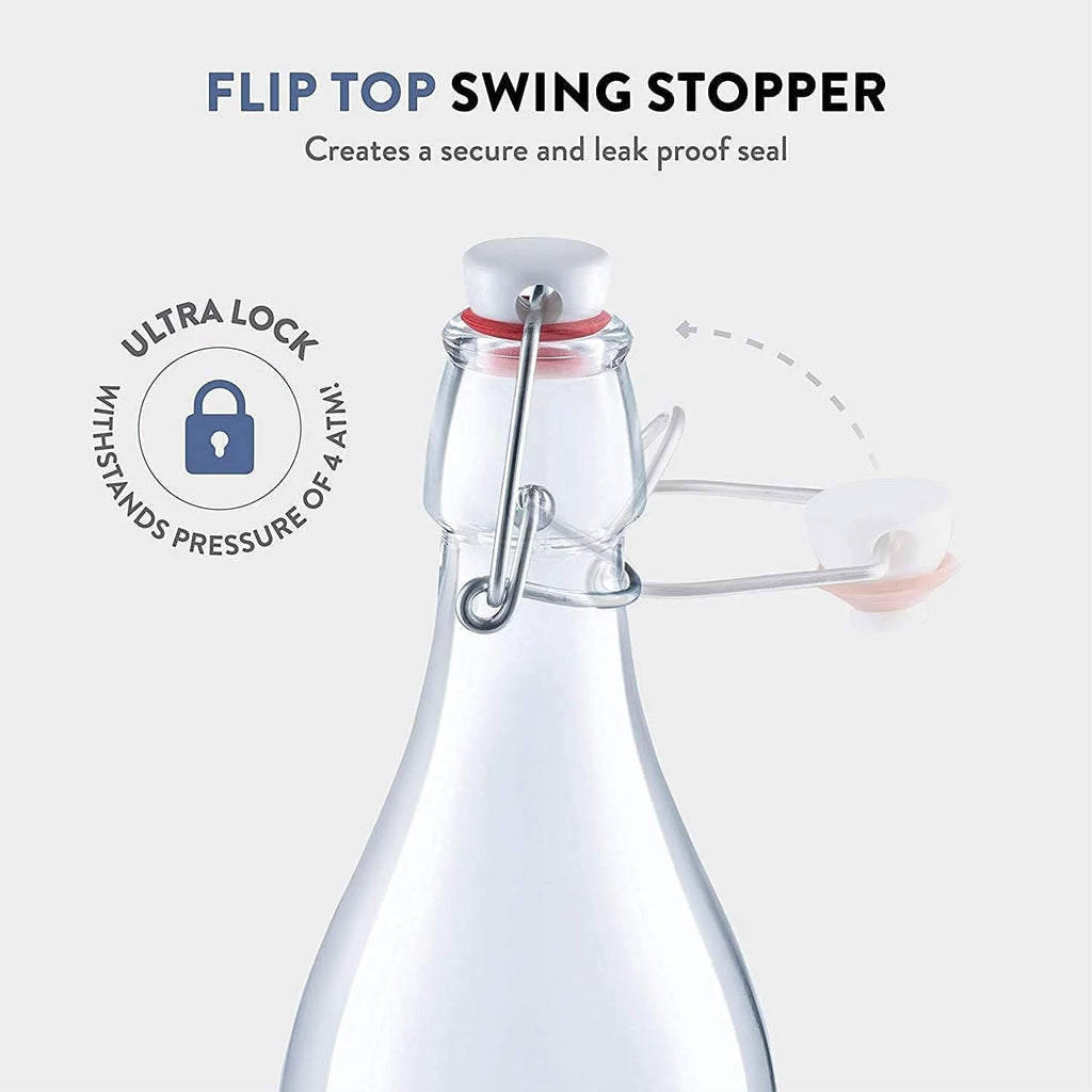 Clear Glass Bottle With Stopper, 33 3/4 oz. Q4439