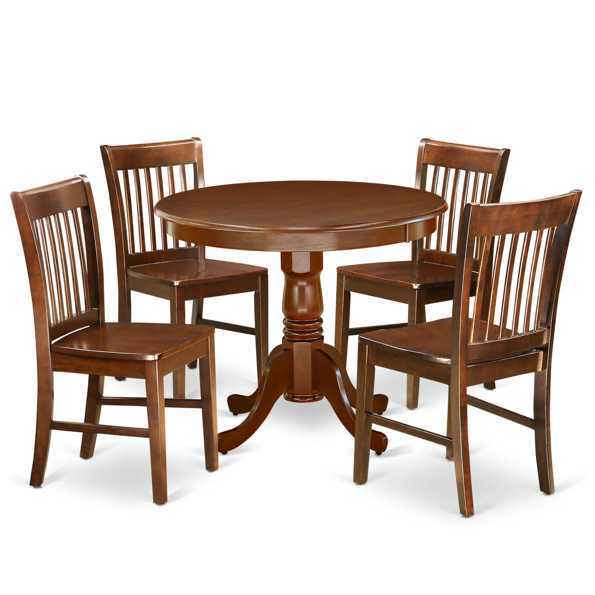 Antique 5-piece Dining Chair and Round Table Set in Mahogany R173