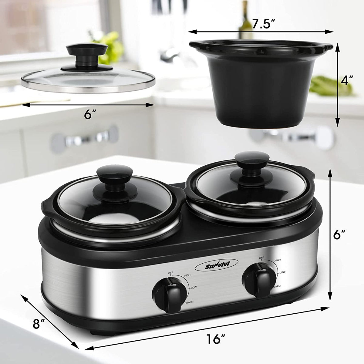 Stainless Steel Slow Cooker Buffet Server with Adjustable Temp R8936
