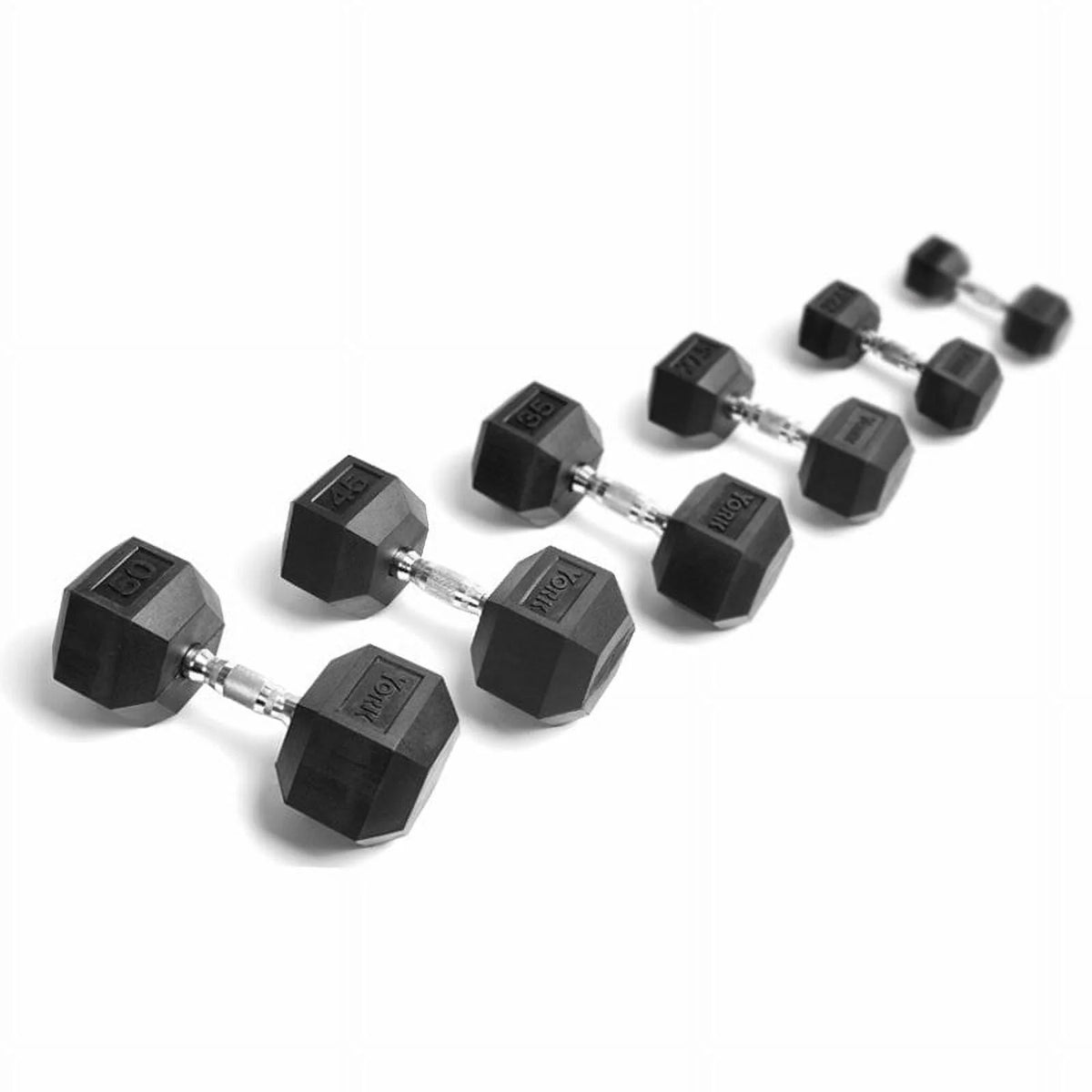 Rubber Dumbbell Set 5-50 lbs. J696