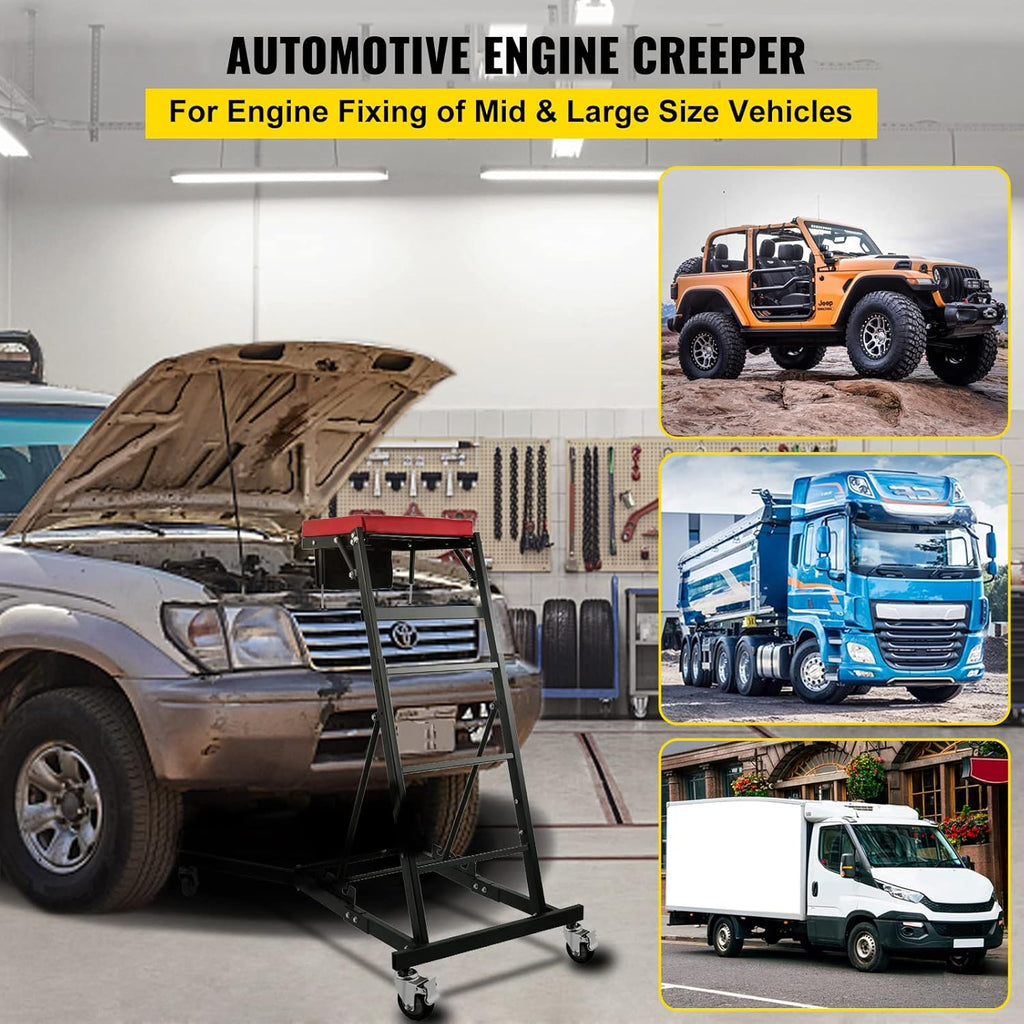 Adjustable Height Foldable Engine Creeper with Four 4 inches Casters T847038