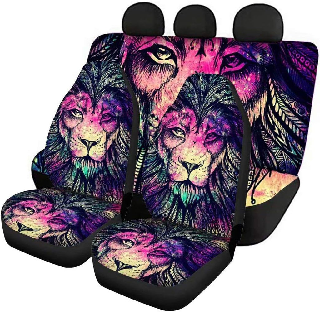 Red Kiss Lips Print 4pcs Car Seat Cover Set M1577