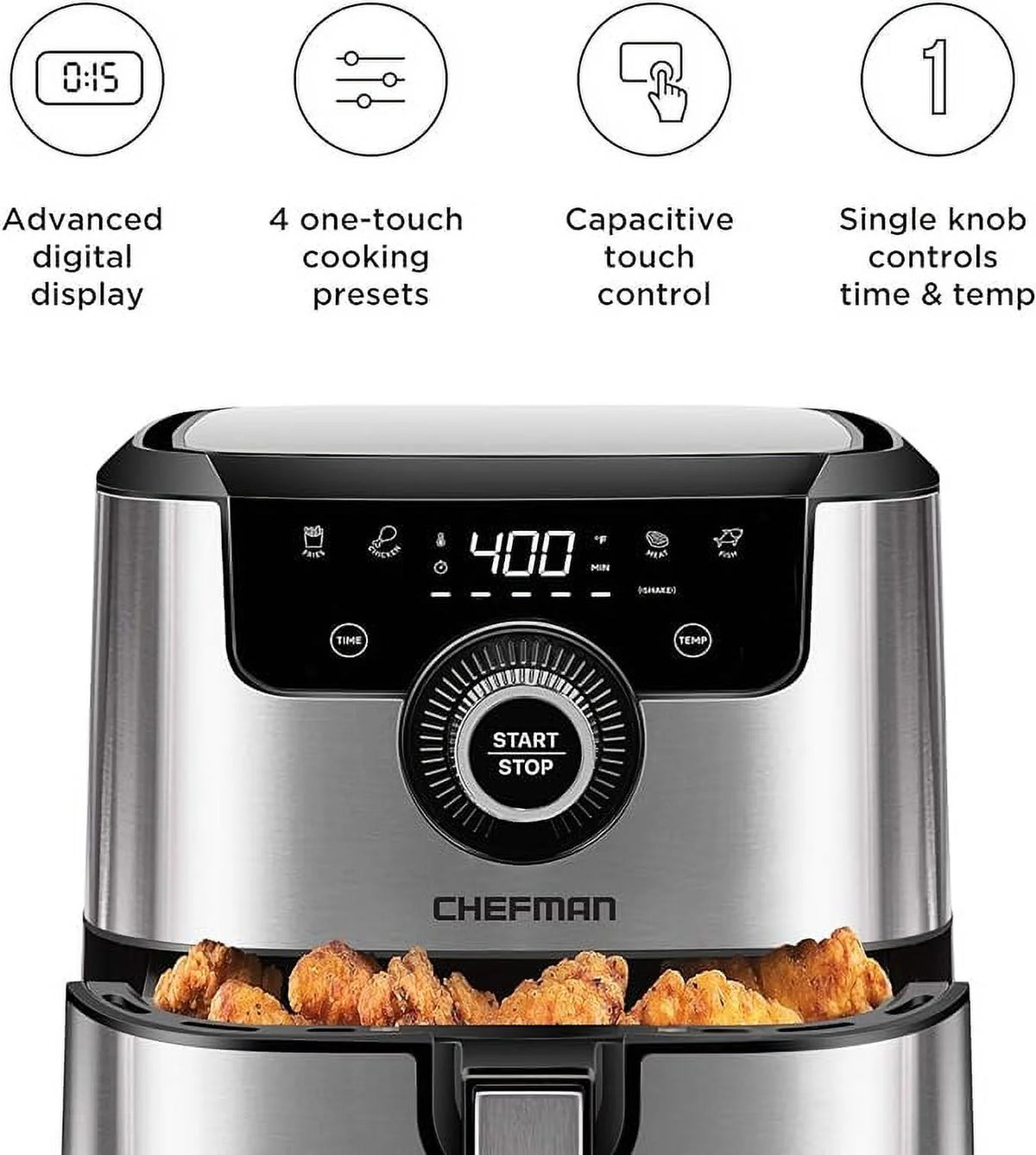 Open Box CHEFMAN Air Fryer 4.5 Qt SILVER I41994