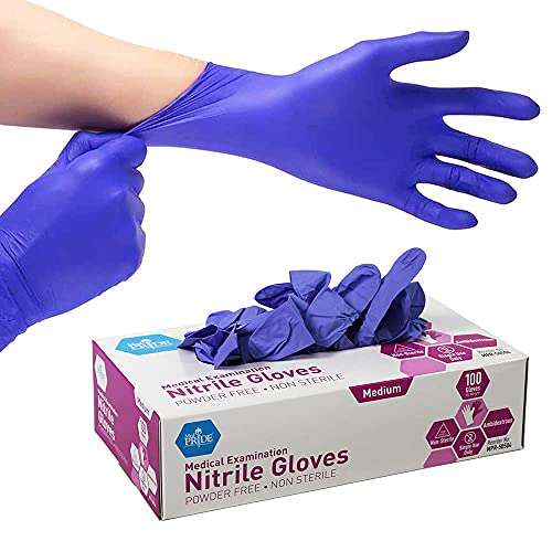 Powder-Free Nitrile Exam Gloves, Iris Blue, Medium, Box/100 A726