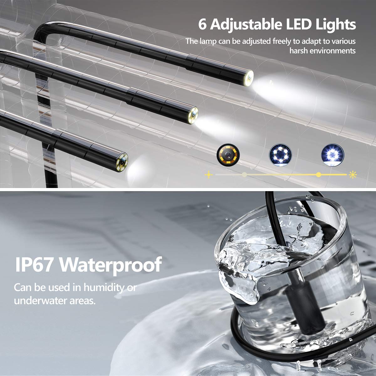 IP67 Waterproof Sewer Inspection Camera with 16.5FT Semi-Rigid Cable Z873