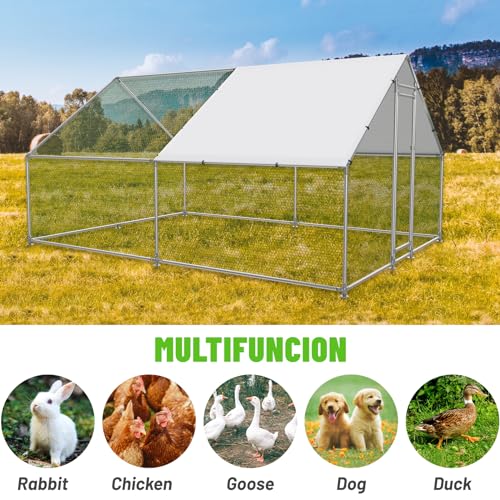 Large Metal Walk-in Chicken Coop with Anti-UV Cover H1131