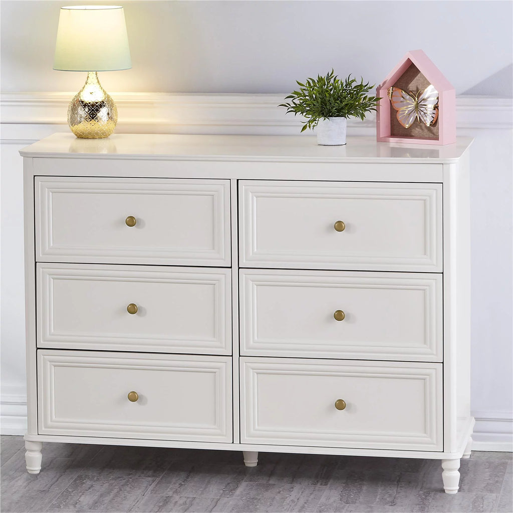6 Drawer Ivory White Dresser F80827