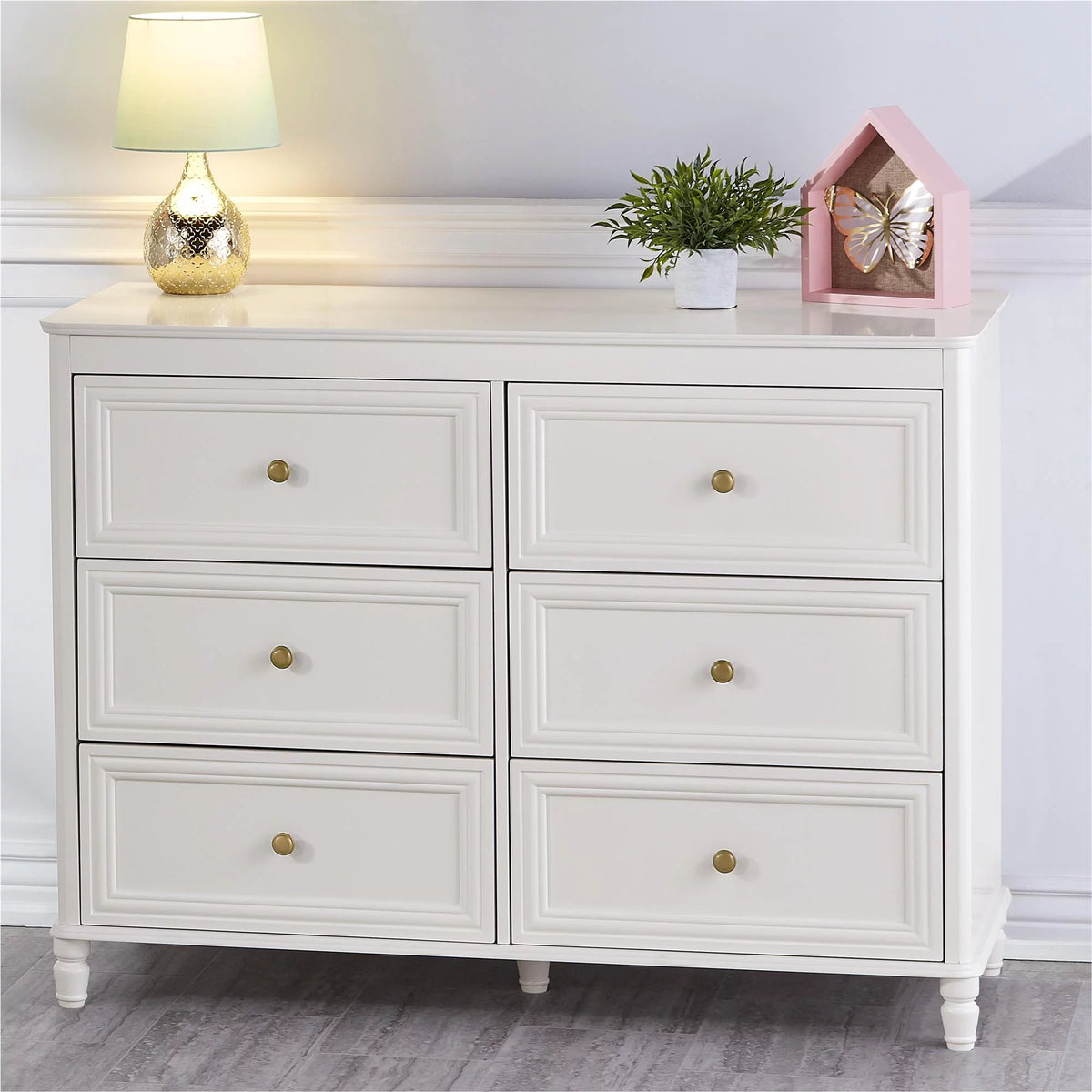 6 Drawer Ivory White Dresser F80827