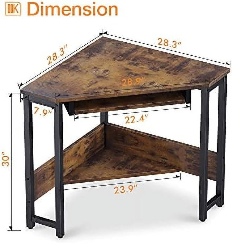 Corner Desk with Keyboard Tray and Shelves U801