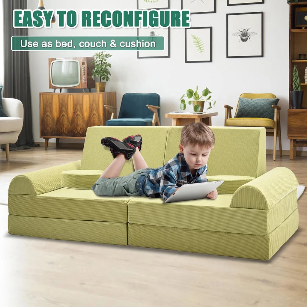 Green 10PCS Kids Foam Play Couch Set I206619