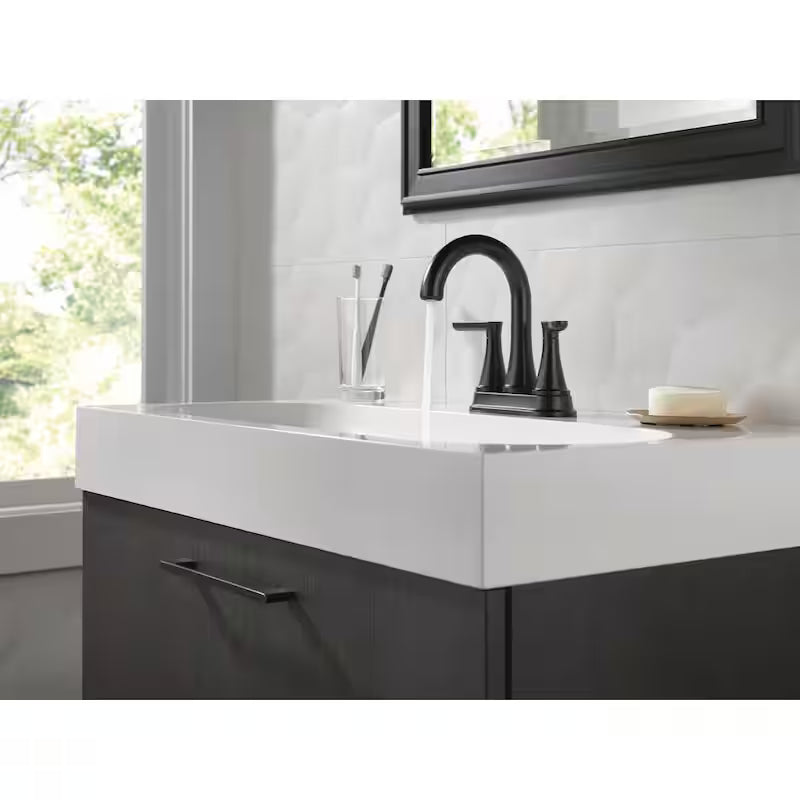 4 in. Centerset Double Handle Bathroom Faucet Matte Black R10326