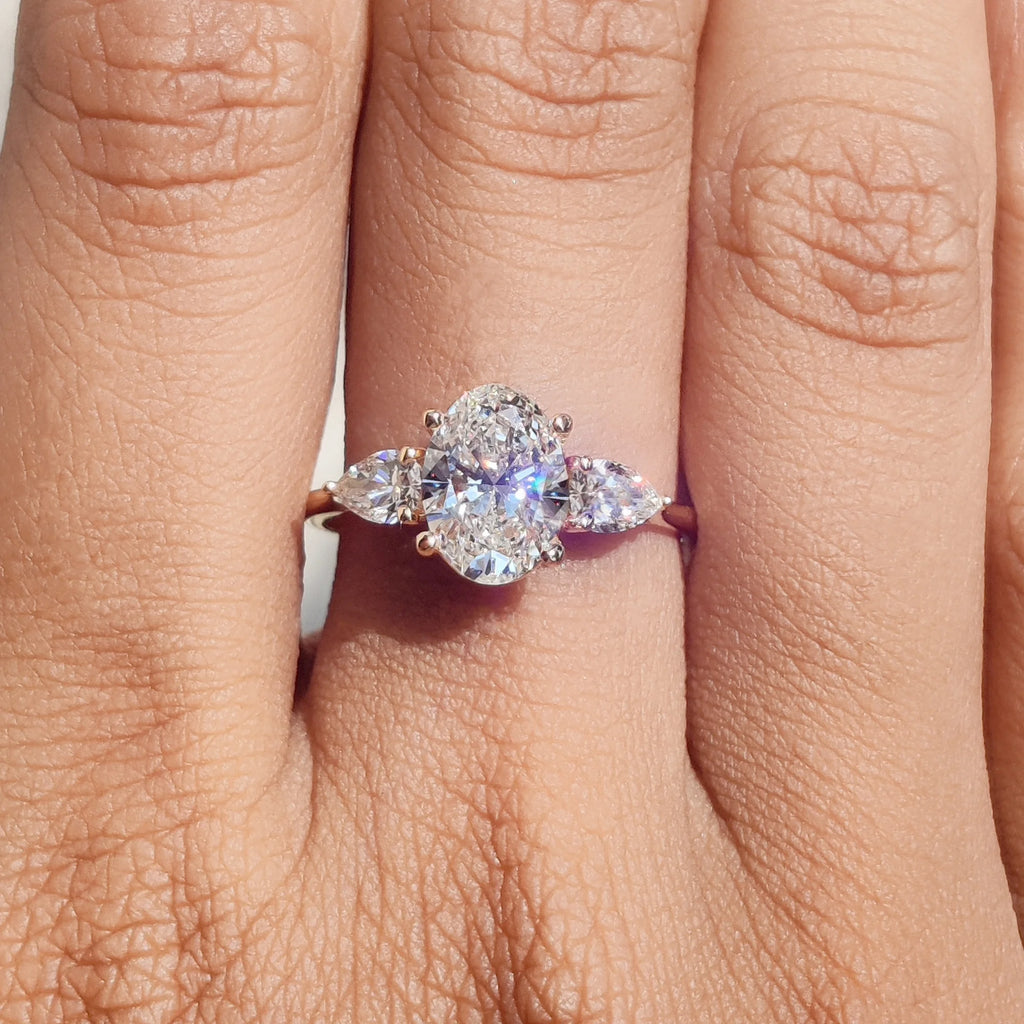 3tcw Oval Moissanite Three Stone Engagement Ring I1393