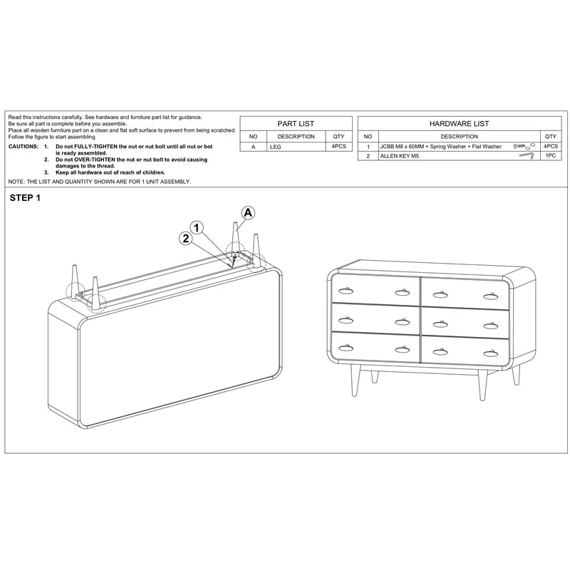 Brown 6 Drawer Solid Wood Dresser Y308768