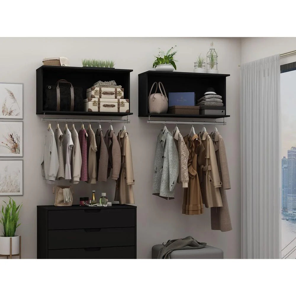 Black Floating Closet with Shelf and Rod Y182850