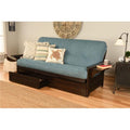 Linen Fabric Mattress Frame in Espresso/Aqua Blue L70516