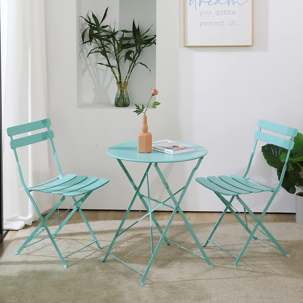 3-Piece Steel Patio Bistro Set Navy Blue F99784