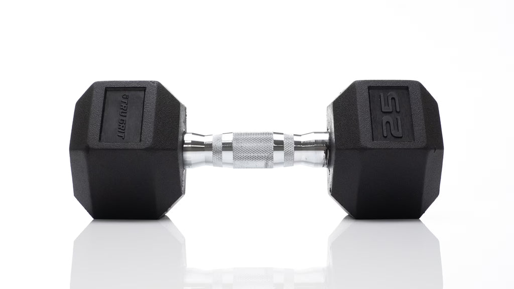 25 lb Black Hex Rubber Dumbbell W713