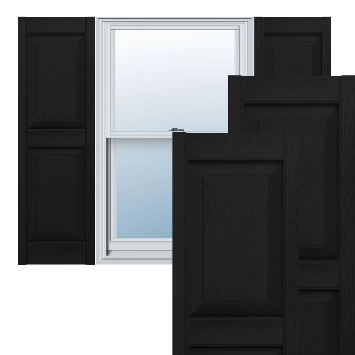 Black Raised Panel Shutters Per Pair V974