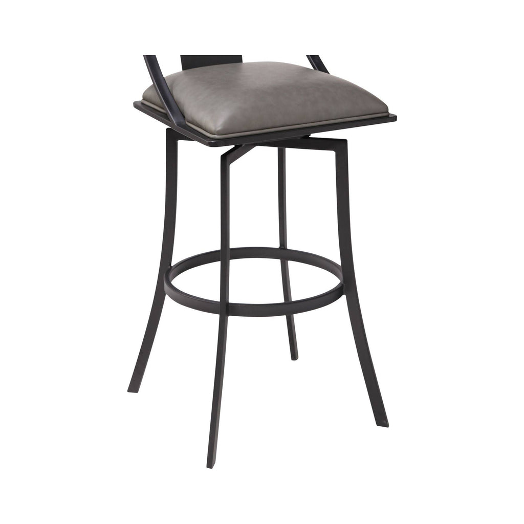 Matte Black Vintage Grey Faux Leather Bar Height Barstool Y944