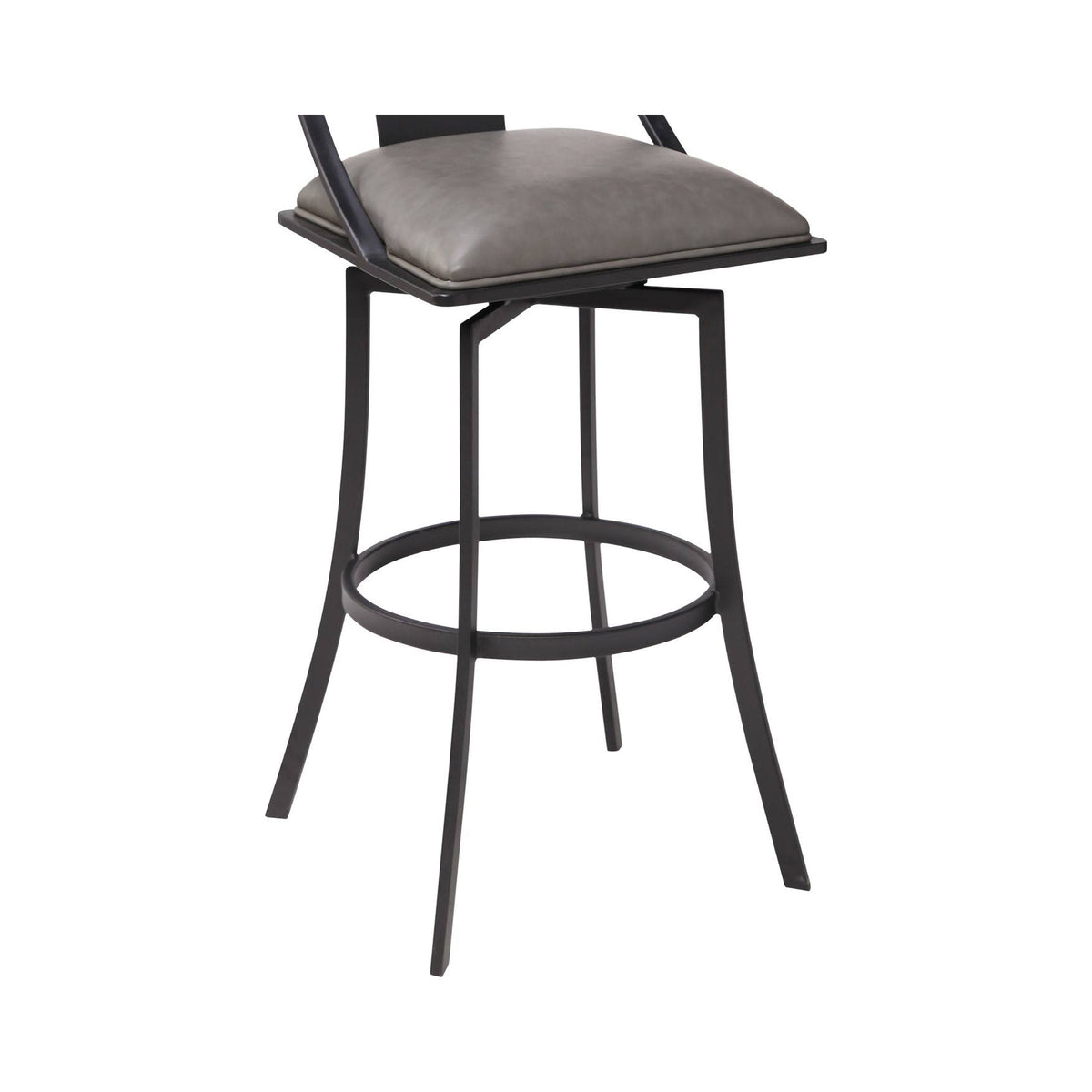 Matte Black Vintage Grey Faux Leather Bar Height Barstool Y944