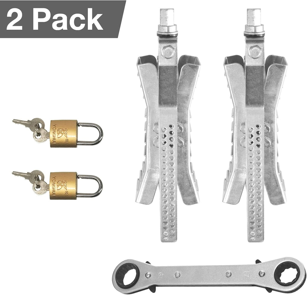Camper Wheel Chock Stabilizer 2 Sets, RV Tire Scissor Locking X Chock G558