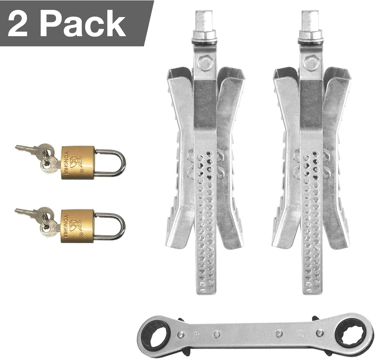Camper Wheel Chock Stabilizer 2 Sets, RV Tire Scissor Locking X Chock G558