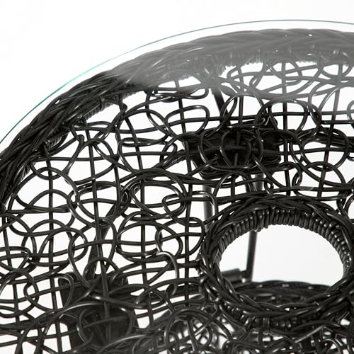 Round Rattan Coffee Table with Tempered Glass Top R365526