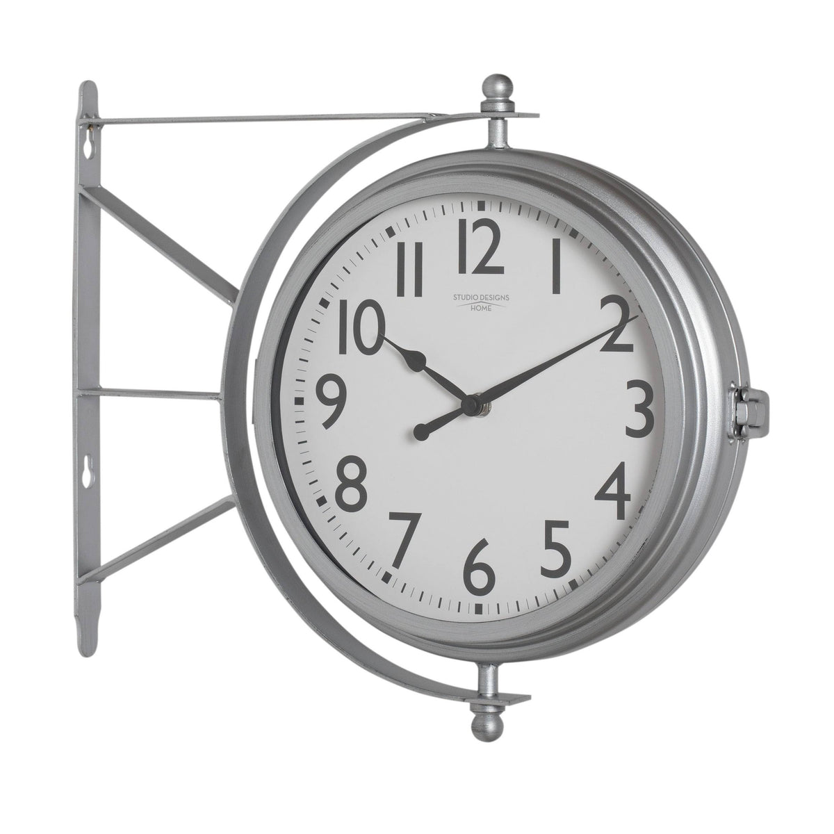Silver 18 inch Dual Face Clock and Thermometer Z3665