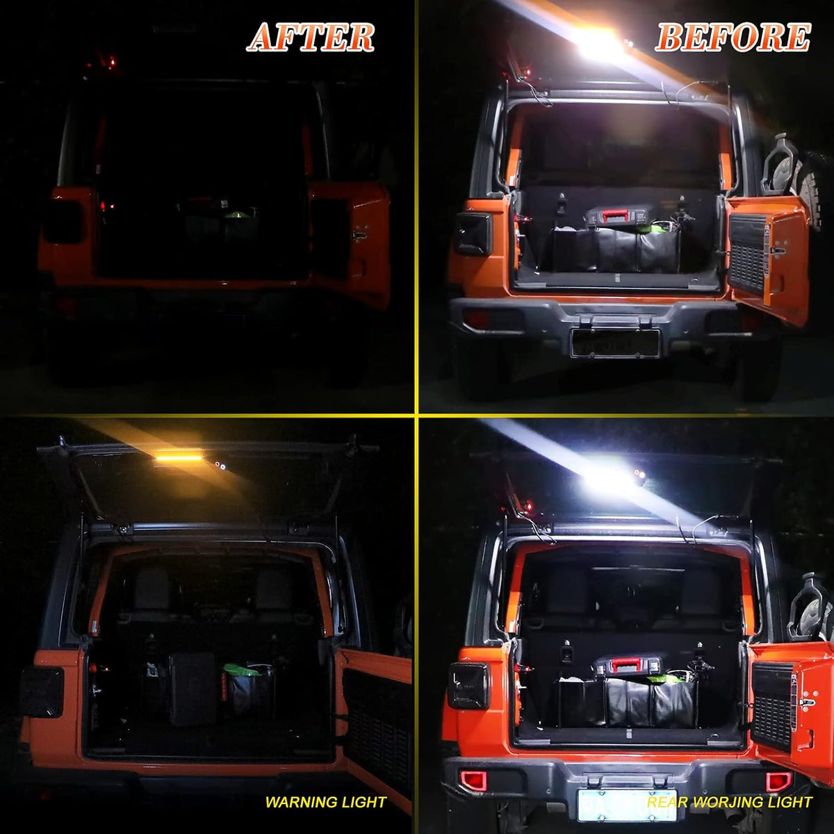 LED Trunk Rear Light Rear Glass Lift Gate Dome Light Compatible with Jeep Wrangler JL JLU 2018 2019 2020 LED Cargo Light with White light and Flash Amber Warning Light R4488
